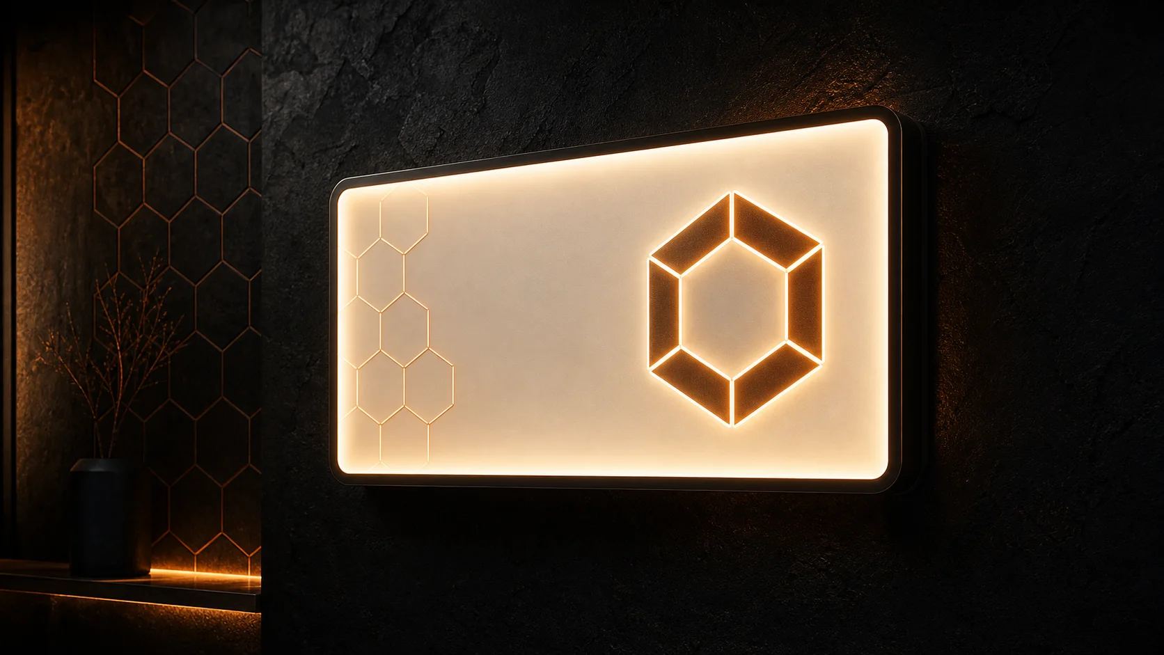 Backlit custom LED sign glowing in the Craft Onyx Raleigh sign shop