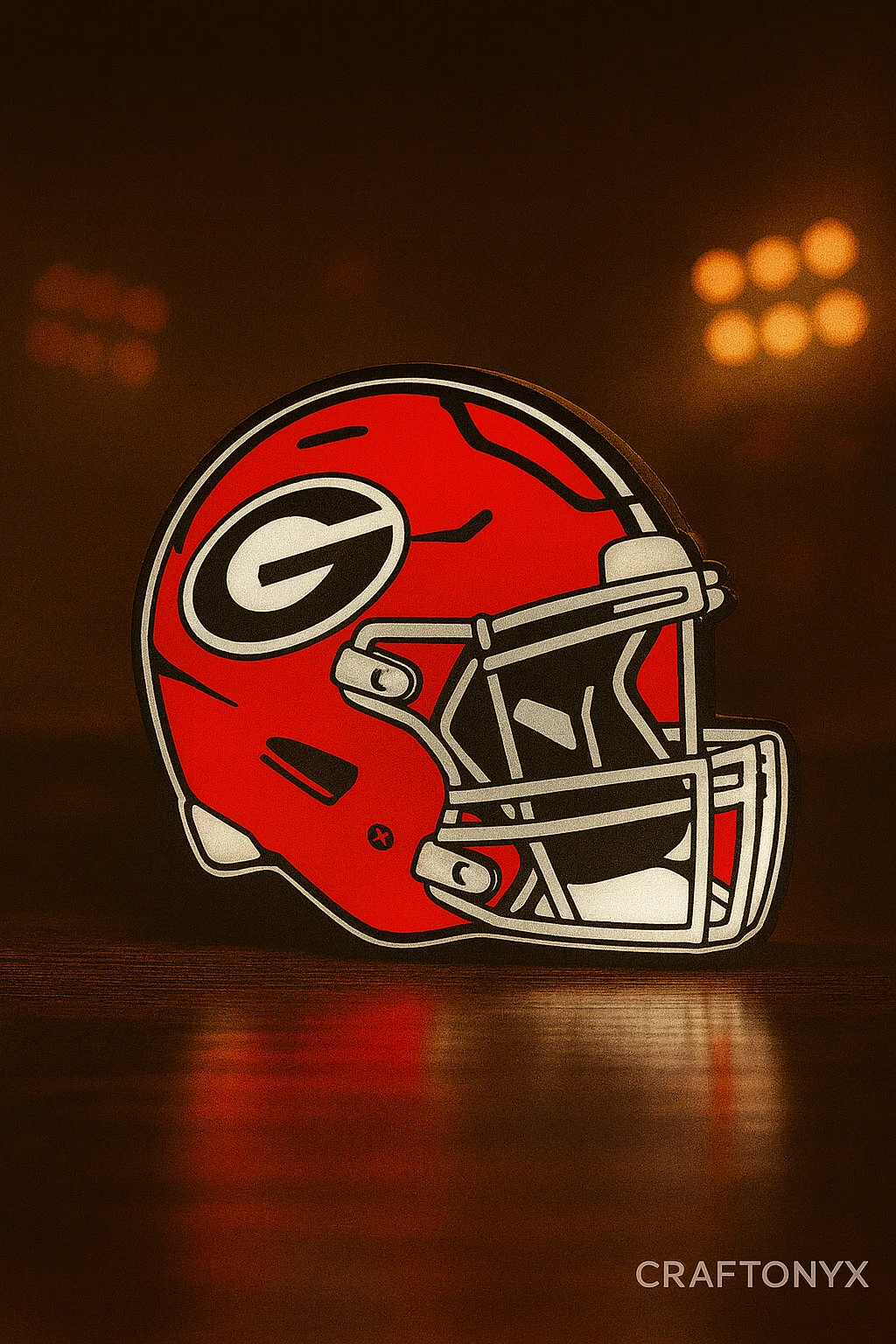 Georgia Bulldogs LED lightbox design glowing on a shelf
