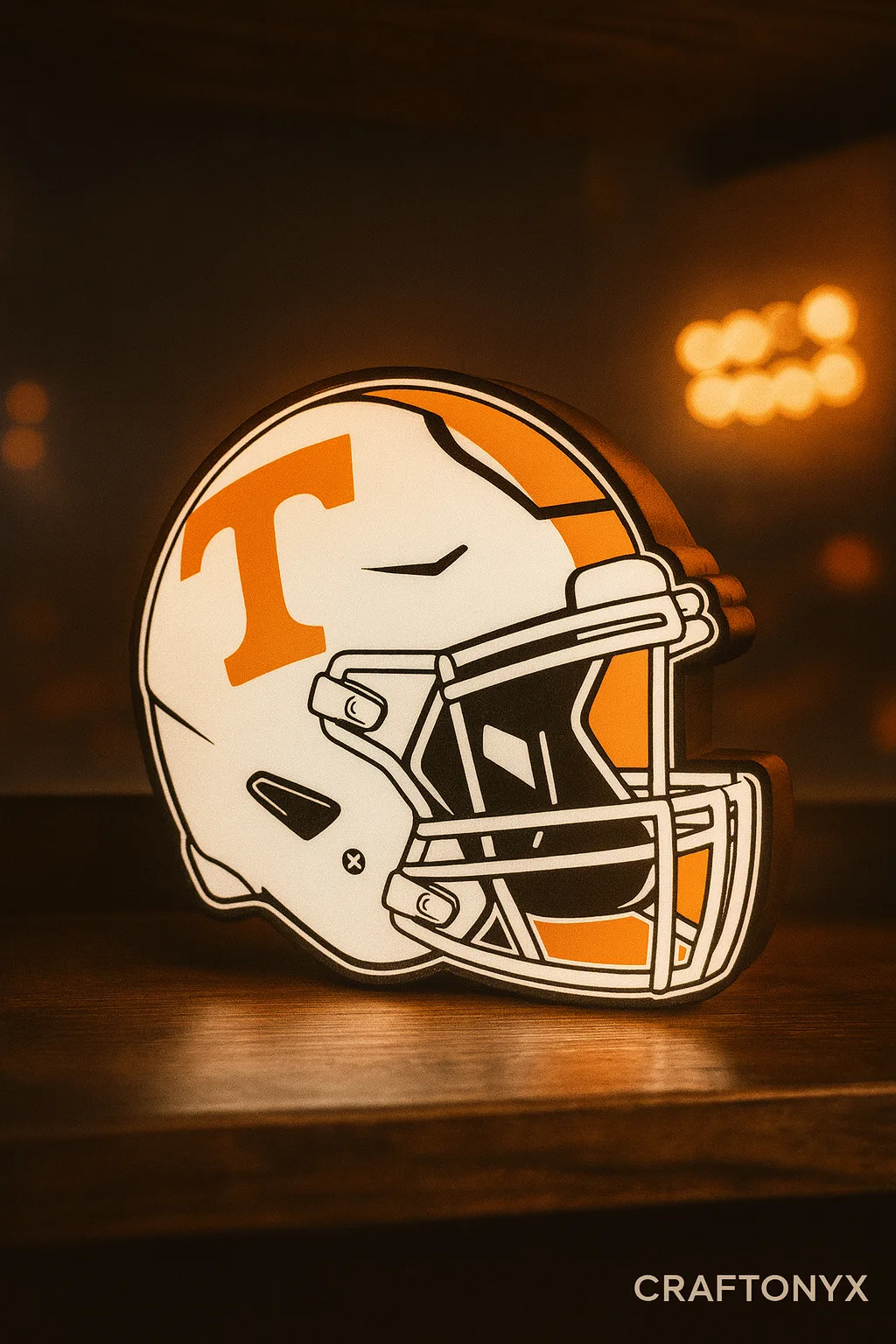 Tennessee Volunteers LED lightbox design glowing on a shelf