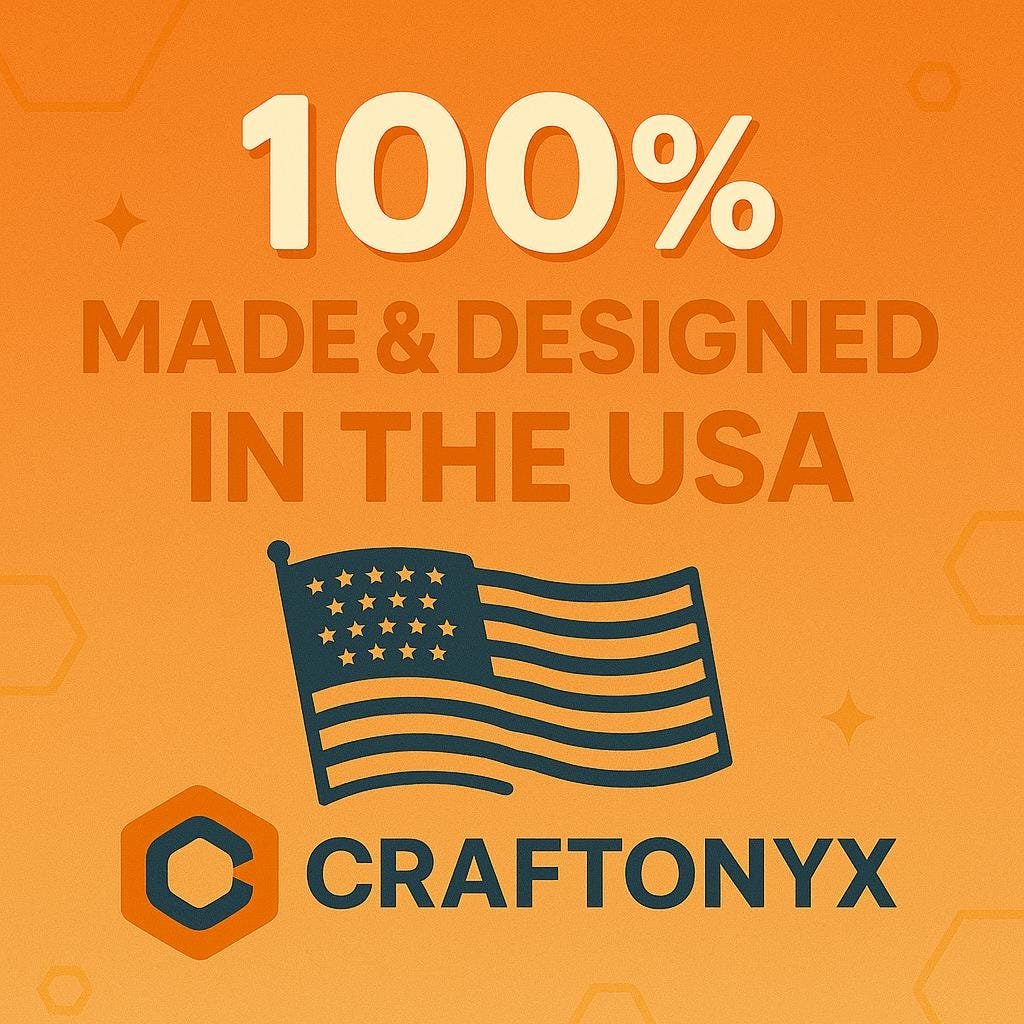 Craft Onyx graphic: 100 percent made and designed in the USA