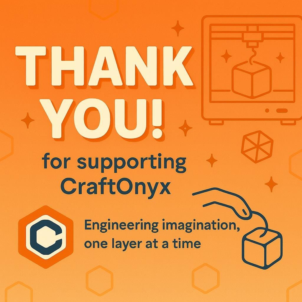 Craft Onyx thank-you card graphic included with every order